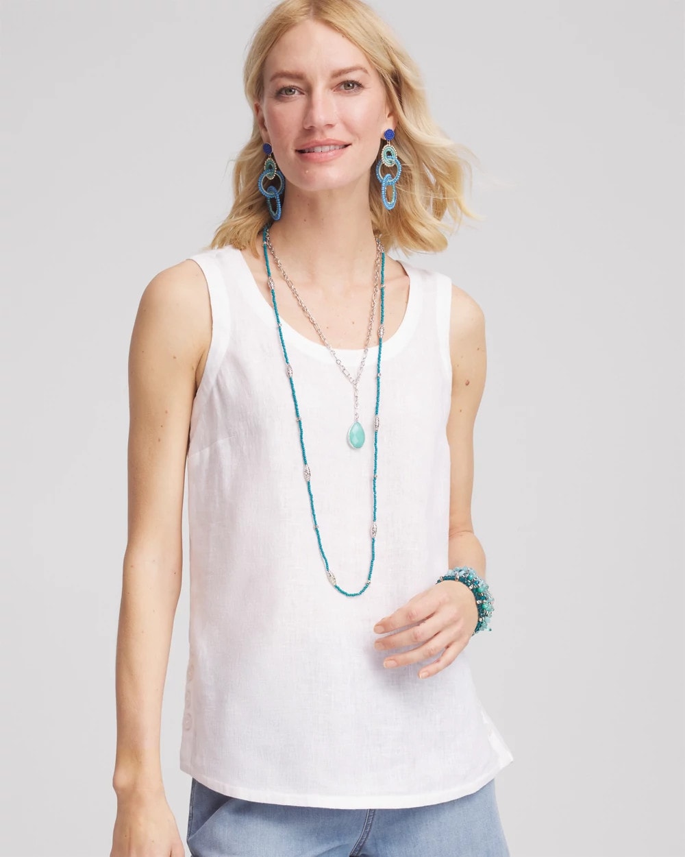 Chico's Outlet Alabaster Sleeveless Linen Tank Top