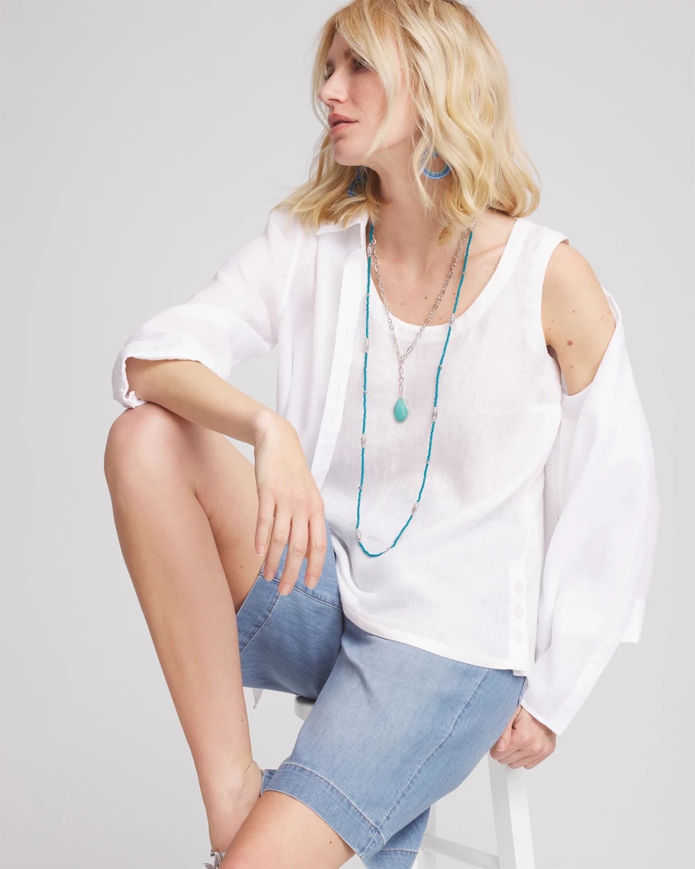 Chico's Outlet Alabaster Sleeveless Linen Tank Top