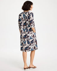 Chico's Online Passport Blue Poplin Cotton Popover Printed Dress