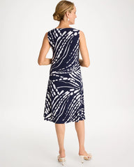 Chico's Discount Passport Blue Jersey Knit Printed Shift Dress