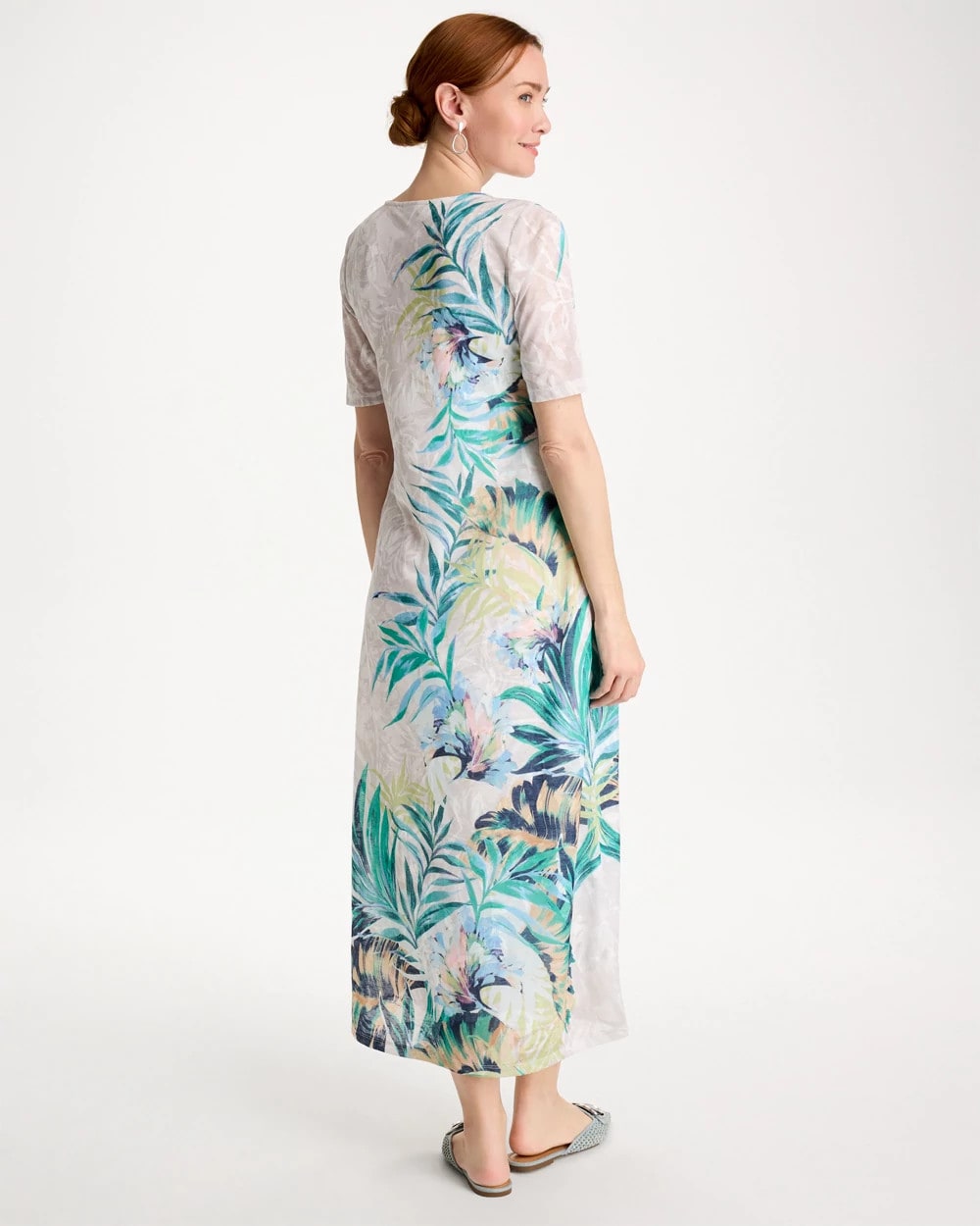 Chico's On Sale Alabaster Jersey Knit Tropical Maxi Dress