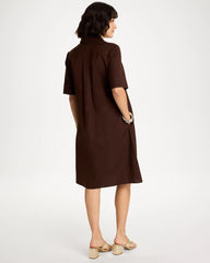 Chico's For Sale Deep Brown Embellished Linen Popover Dress