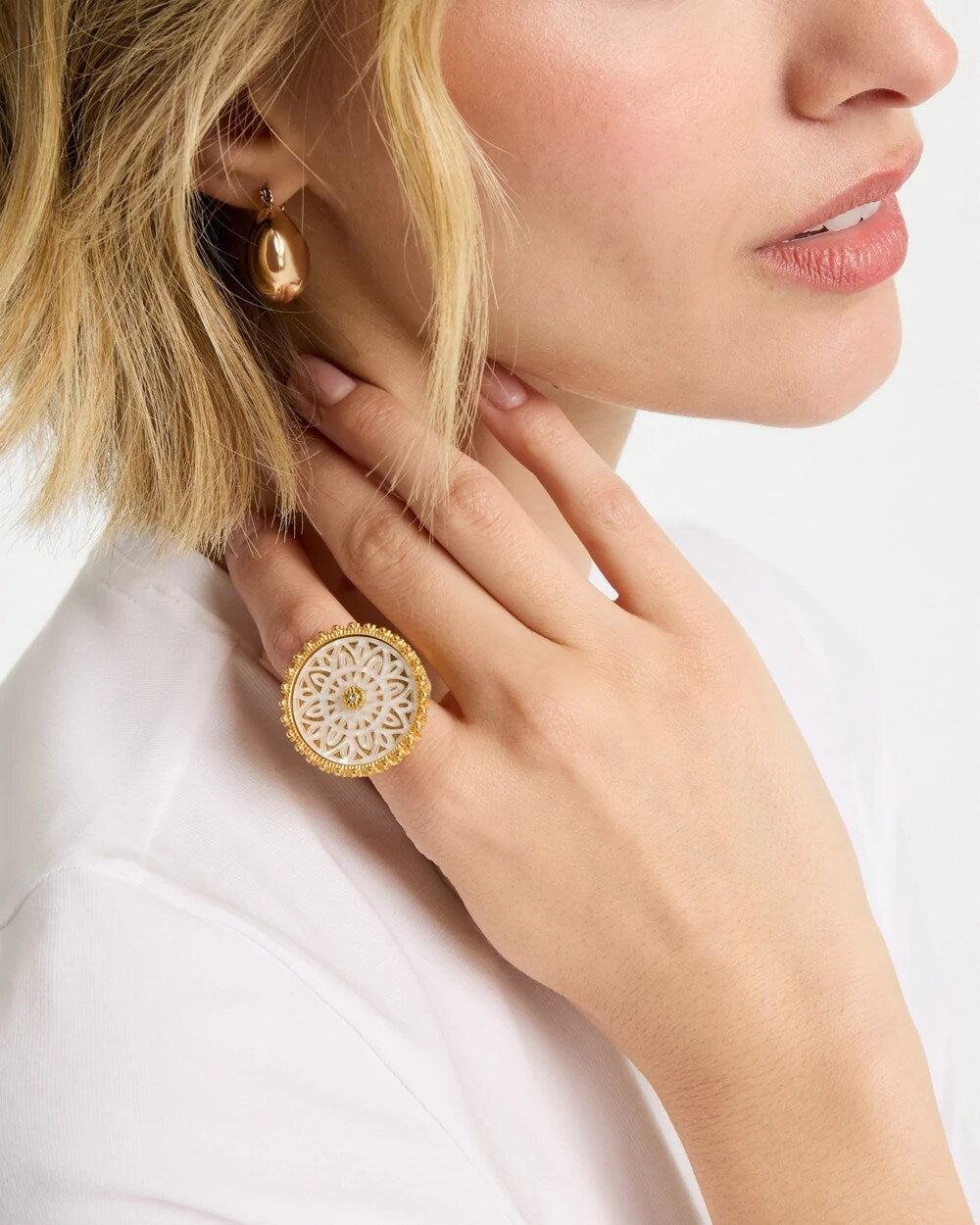 Chico's Discount Gold Pearlescent Stretch Ring