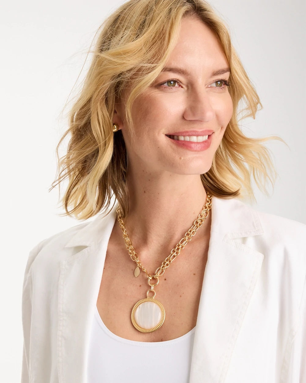 Chico's Outlet Gold Reversible Swan Pendant Necklace