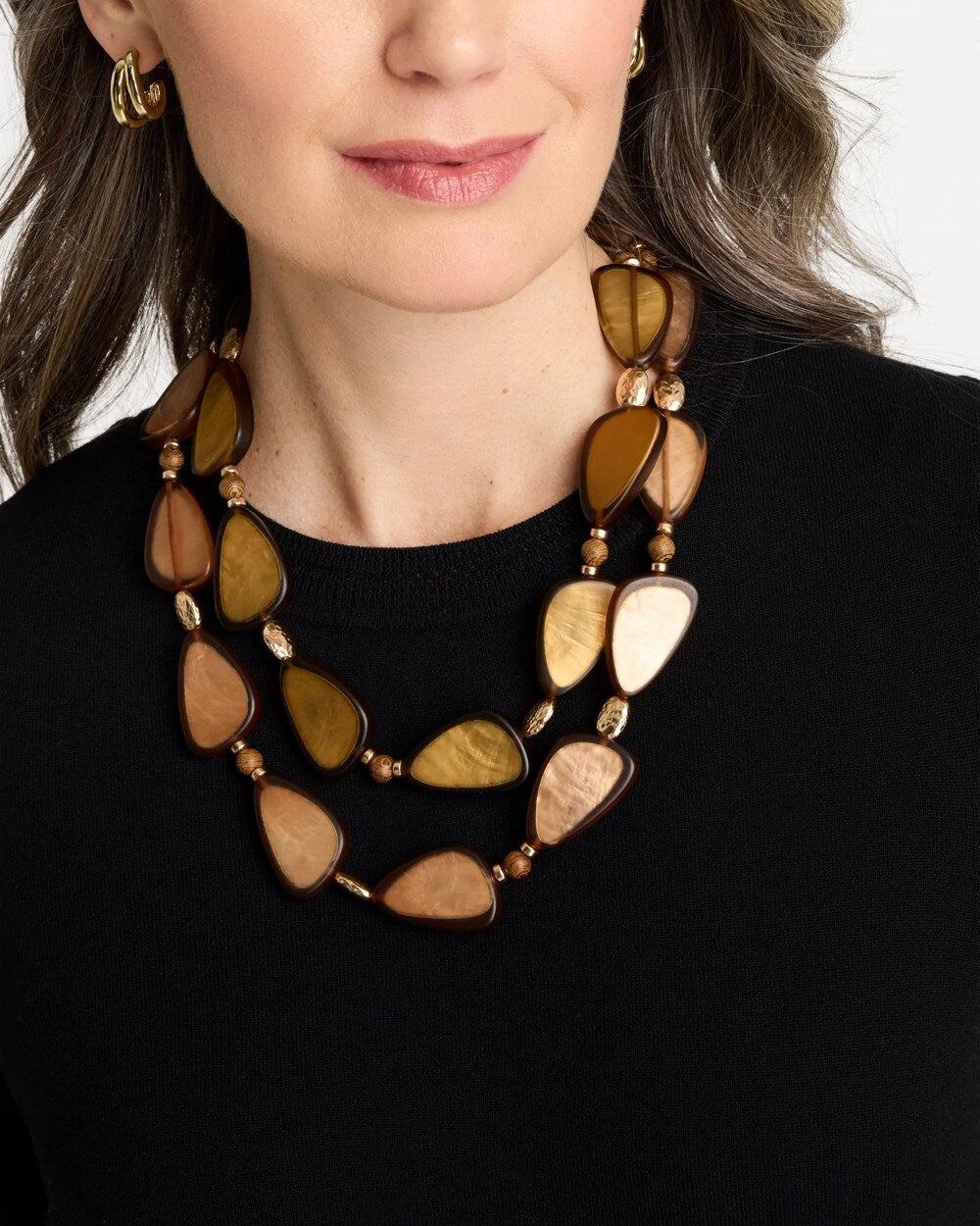 Chico's For Sale Neutral Neutral Double Strand Geo Necklace