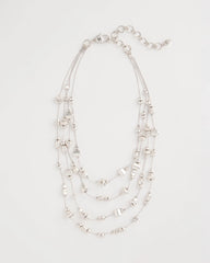 Chico's Online Silver Silvertone Nugget Illusion Necklace