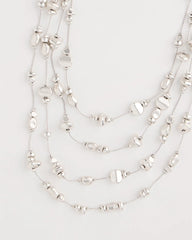 Chico's Online Silver Silvertone Nugget Illusion Necklace