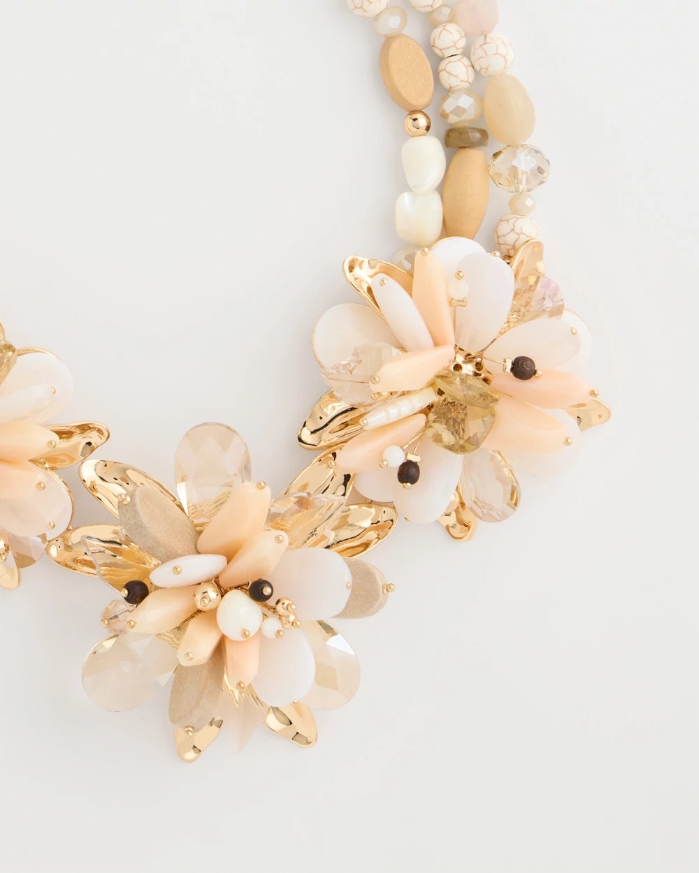 Chico's Sale Neutral Chico's Originals Neutral Floral Bib Necklace
