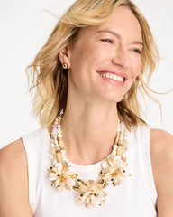 Chico's Sale Neutral Chico's Originals Neutral Floral Bib Necklace