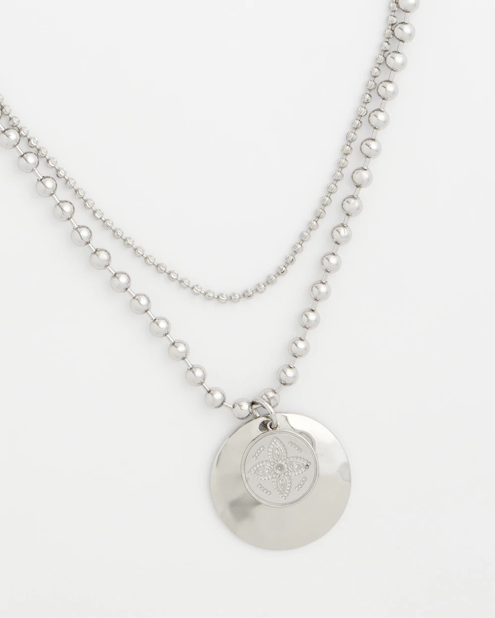 Chico's Discount Silver Short Silver Ball Chain Pendant