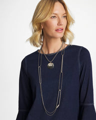 Chico's Discount Silver Short Silver Ball Chain Pendant