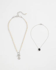 Chico's Outlet Neutral Short Double Strand Pendant