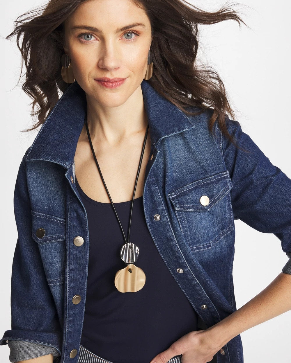 Chico's On Sale Mixed Metals Crinkle Mixed Metal Pendant