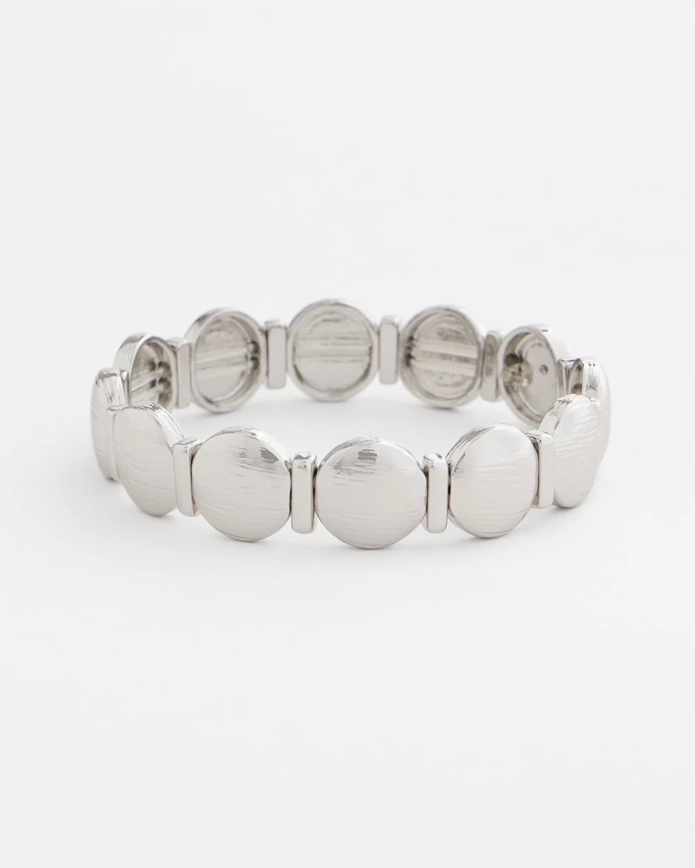 Chico's On Sale Silver Silver Textured Circle Stretch Bracelet