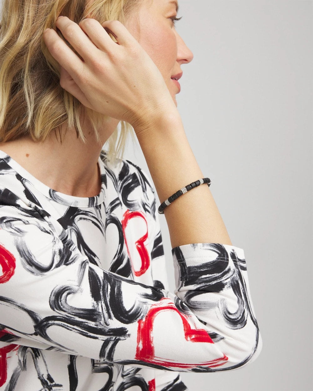 Chico's Outlet Black Black Barrel Bead Stretch Bracelet