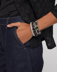 Chico's Outlet Black Black Barrel Bead Stretch Bracelet