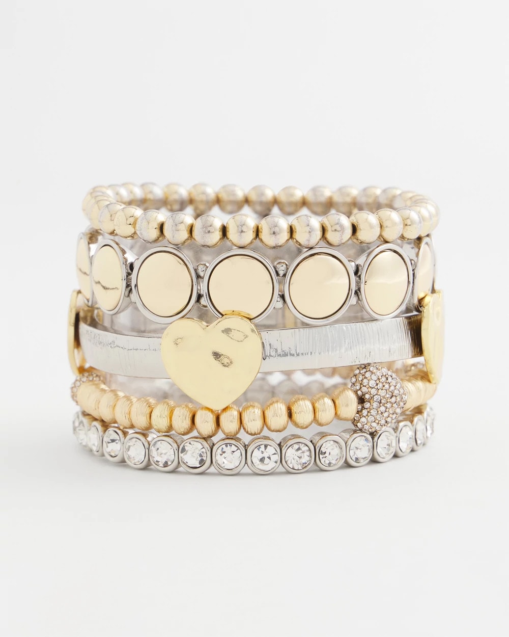 Chico's Online Mixed Metals Mixed Metal Heart Stretch Bracelet