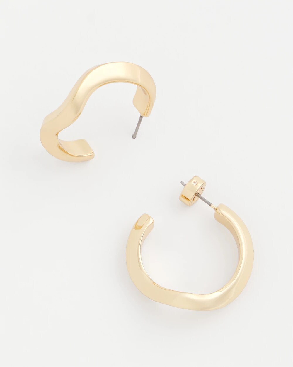Chico's Discount Gold Gold Wavy Hoop Earrings