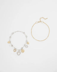 Chico's On Sale Mixed Metals Mixed Metal Heart Charm Necklace