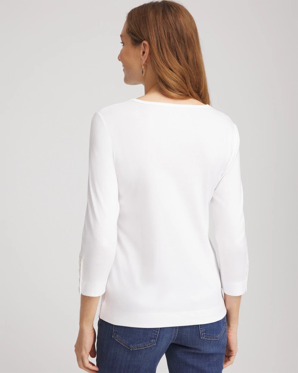 Chico's On Sale Alabaster Pima Cotton Crewneck Button Tee