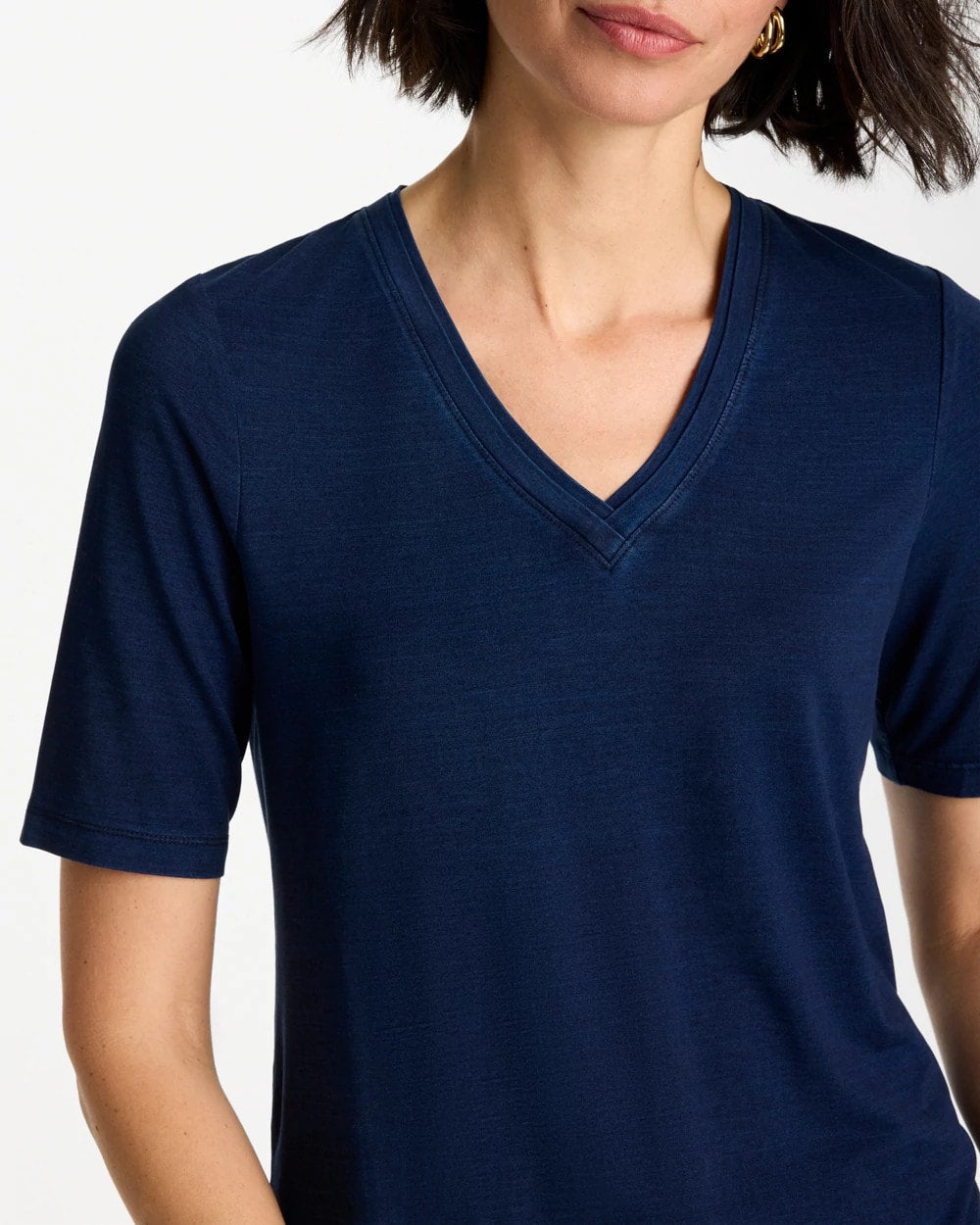 Chico's Outlet Riviera Authentic Cotton Slub V-Neck Tee