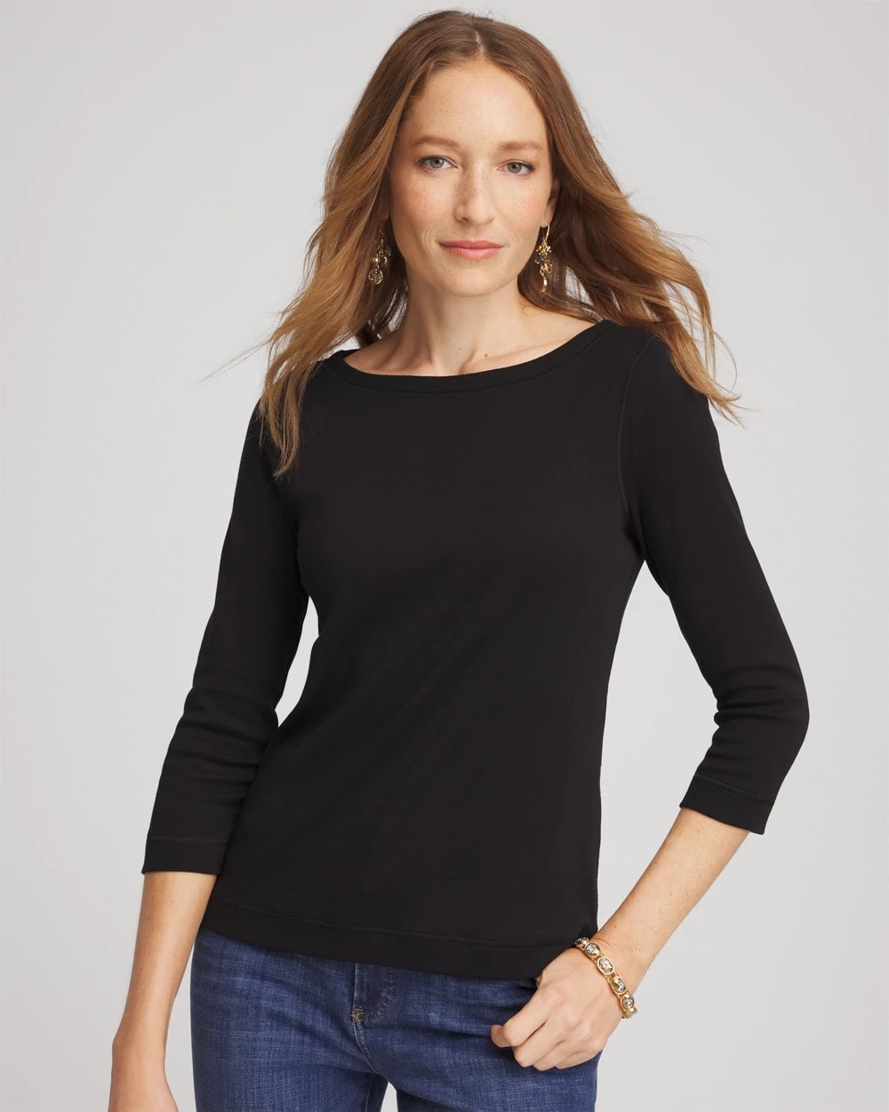 Chico's For Sale Black Pima Cotton 3/4 Sleeve Tee