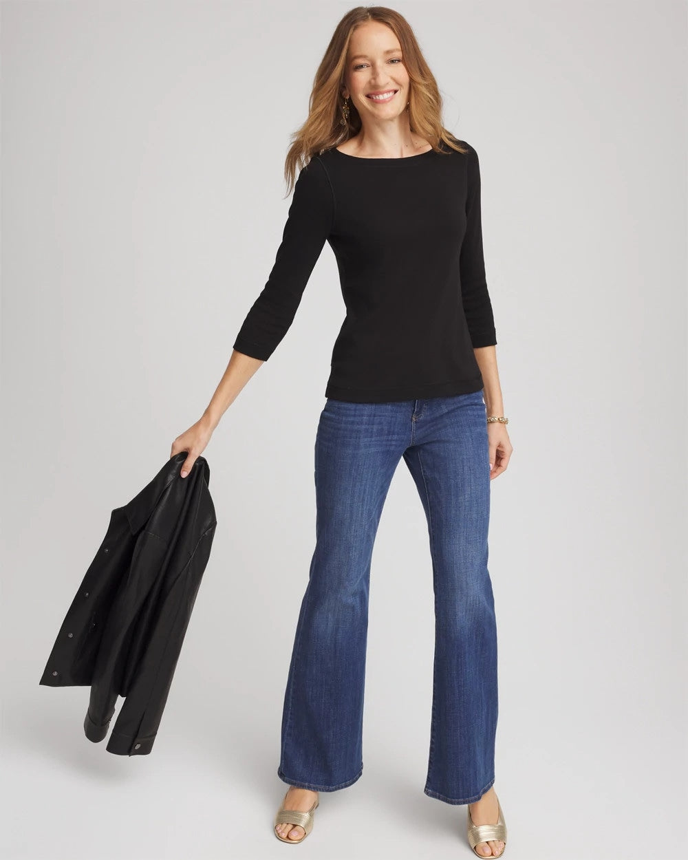 Chico's For Sale Black Pima Cotton 3/4 Sleeve Tee