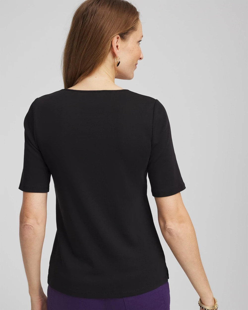Chico's Online Black Pima Cotton Henley Tee