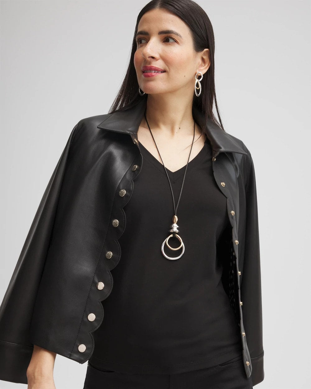 Chico's Discount Black 3/4 Sleeve Perfect Tee