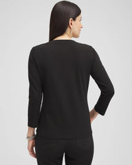 Chico's Discount Black 3/4 Sleeve Perfect Tee