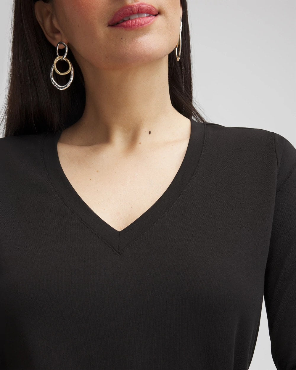 Chico's Discount Black 3/4 Sleeve Perfect Tee