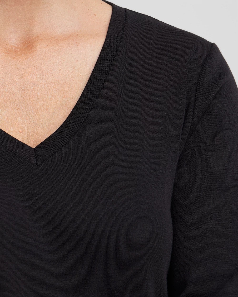 Chico's Sale Black 3/4 Sleeve V-Neck Tee