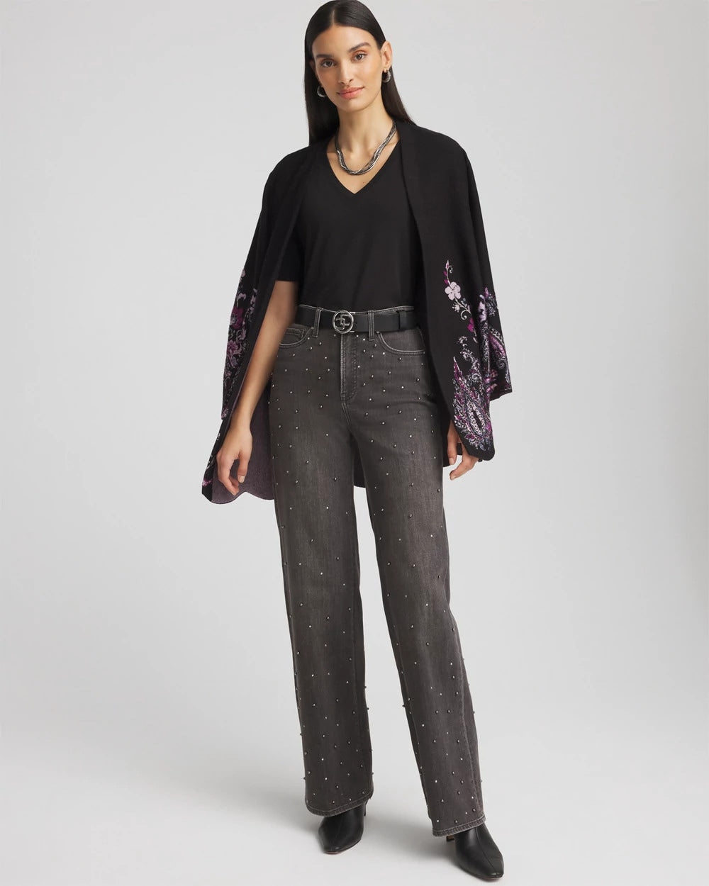 Chico's Outlet Black Perfect Elbow Sleeve Tee