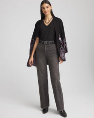 Chico's Outlet Black Perfect Elbow Sleeve Tee