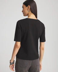 Chico's Outlet Black Perfect Elbow Sleeve Tee