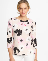 Chico's For Sale Sweet Blossom Printed Pima 3/4 Sleeve Tee