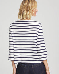 Chico's Discount Ecru Bateau Neck Stripe Top