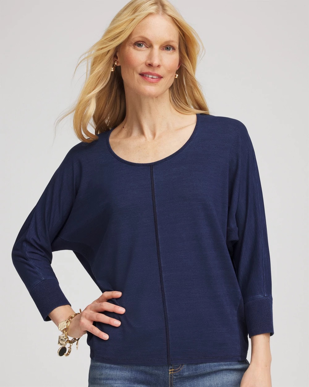 Chico's Sale Riviera Authentic Dolman Denim Tee