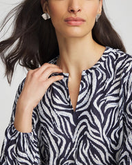 Chico's On Sale Passport Blue Zebra Waves Crinkle Top