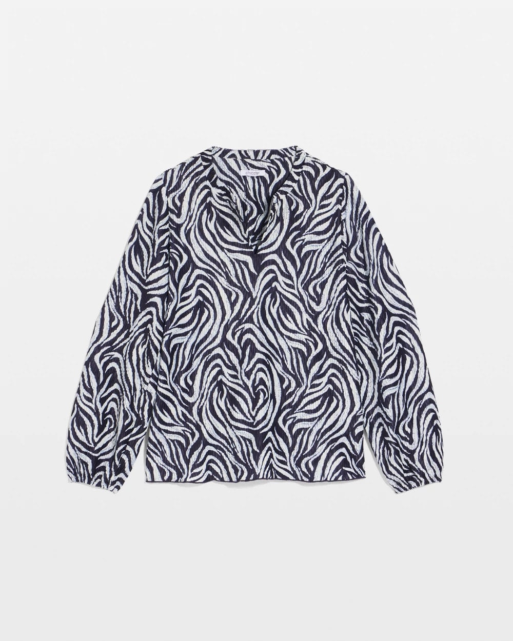 Chico's On Sale Passport Blue Zebra Waves Crinkle Top