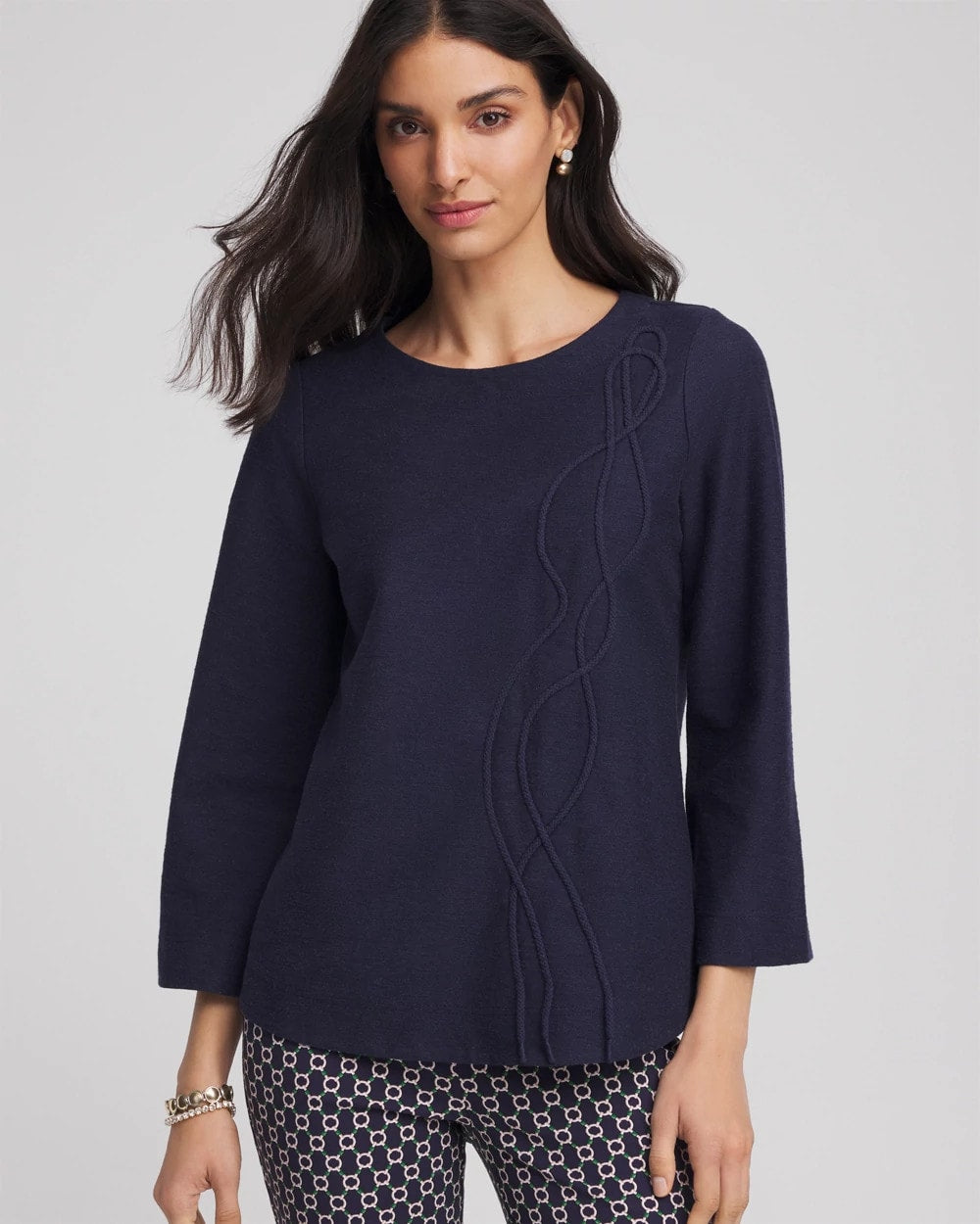 Chico's Outlet Denim Denim Soutache Top
