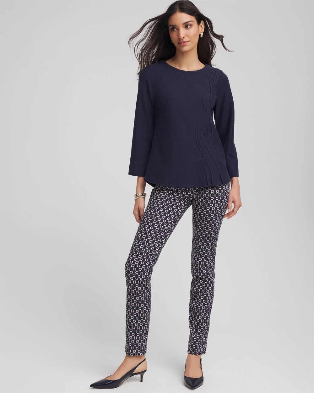 Chico's Outlet Denim Denim Soutache Top