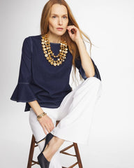 Chico's For Sale Denim Indigo Denim Trumpet Sleeve Top