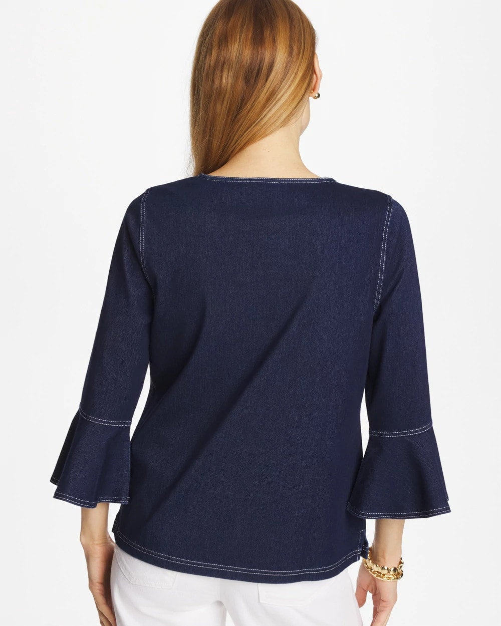 Chico's For Sale Denim Indigo Denim Trumpet Sleeve Top