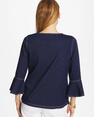 Chico's For Sale Denim Indigo Denim Trumpet Sleeve Top