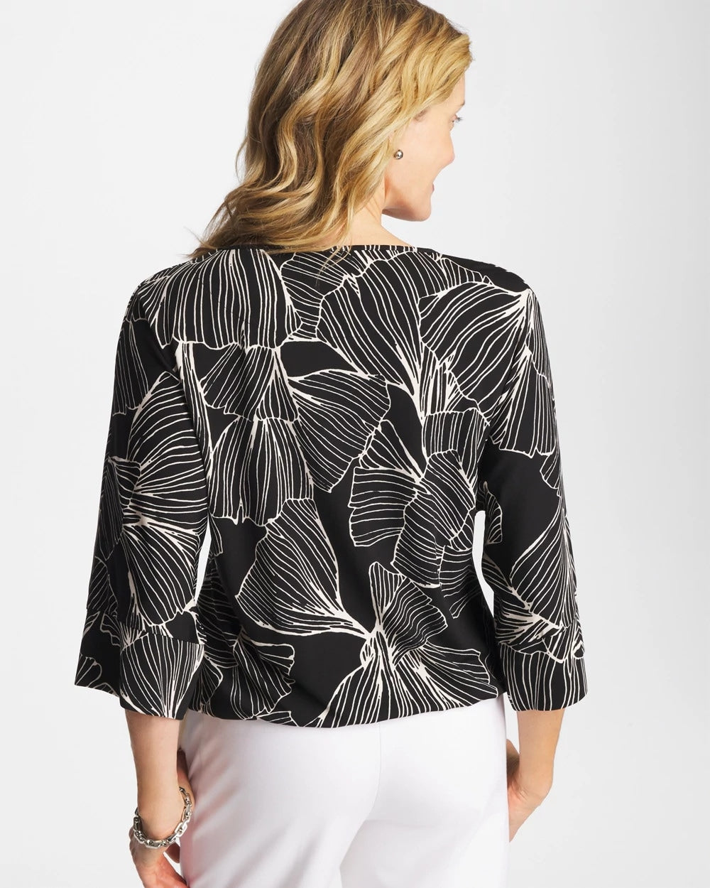 Chico's Sale Black Ginkgo Matte Jersey Bubble Hem Top