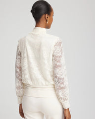 Chico's Outlet English Cream Tie-Neck Banded-Bottom Top