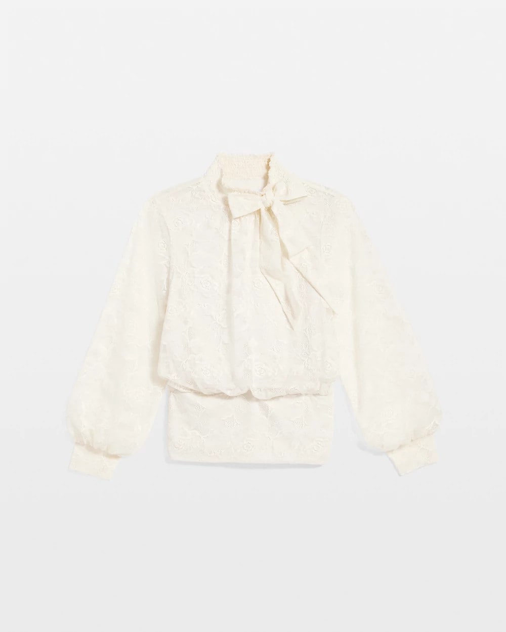 Chico's Outlet English Cream Tie-Neck Banded-Bottom Top