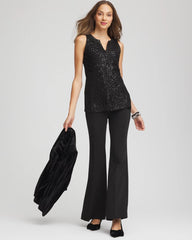 Chico's For Sale Black Sequin Beaded Notch Neck Tank