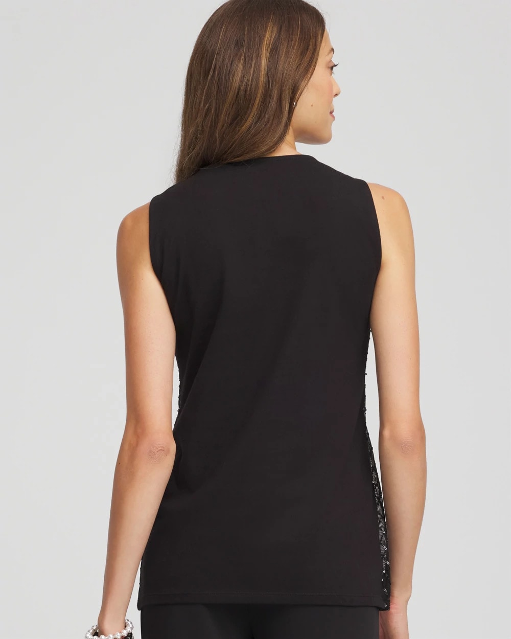 Chico's For Sale Black Sequin Beaded Notch Neck Tank